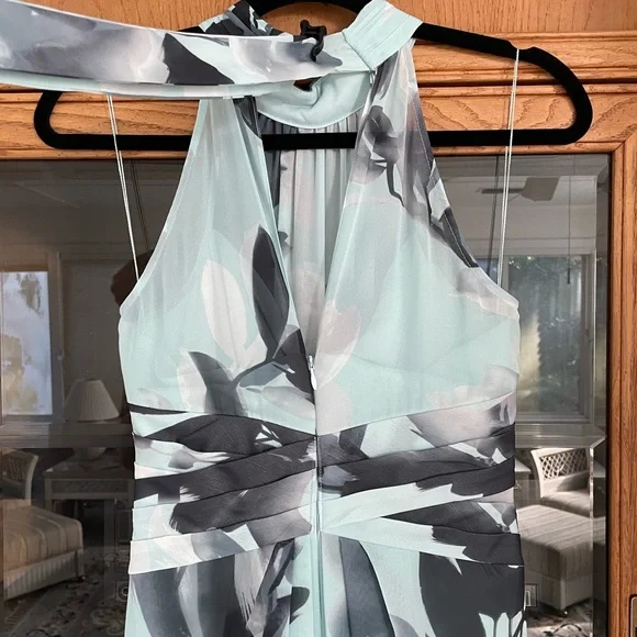 Adrianna Papell Floral Halter Sleeveless Chiffon Gown, Size 0 - Picture 9 of 14